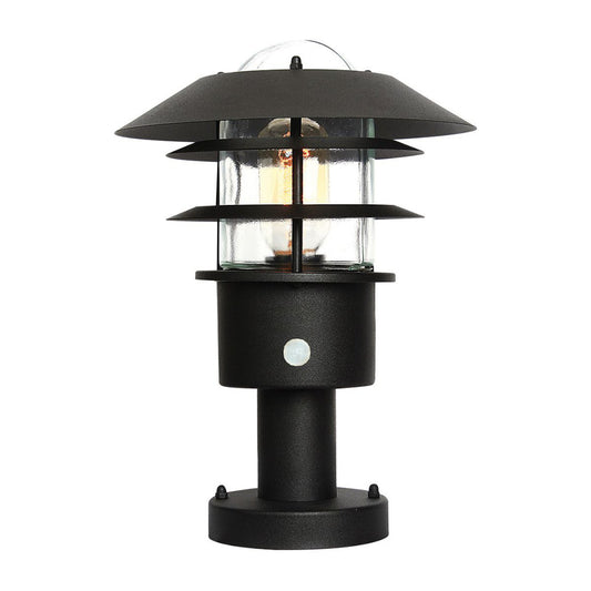 'Garrowby' Contemporary Black PIR Pillar Light