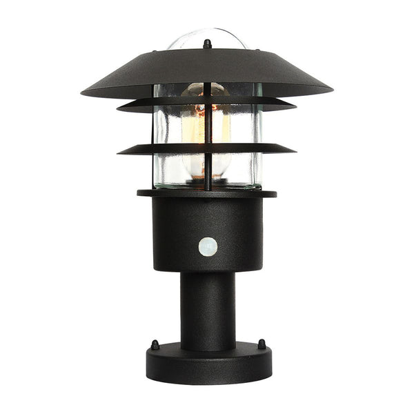 'Garrowby' Contemporary Black PIR Pillar Light