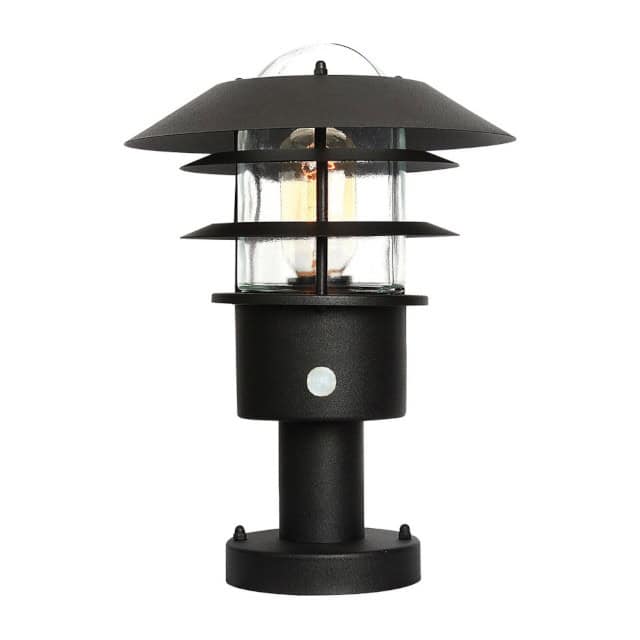 'Garrowby' Contemporary Black PIR Pillar Light - thumbnail