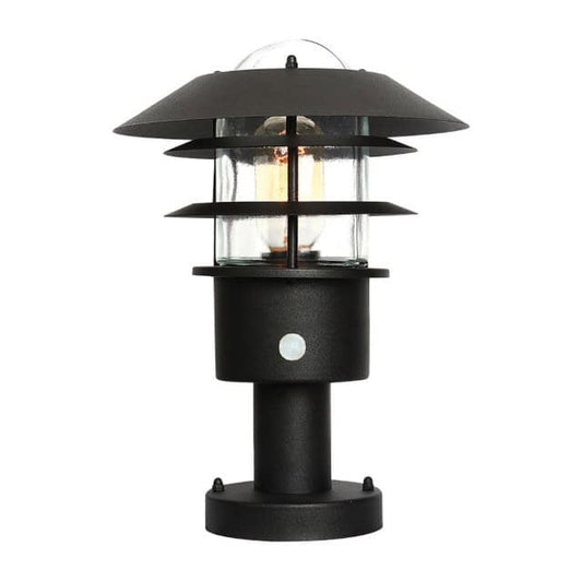 'Garrowby' Contemporary Black PIR Pillar Light - thumbnail
