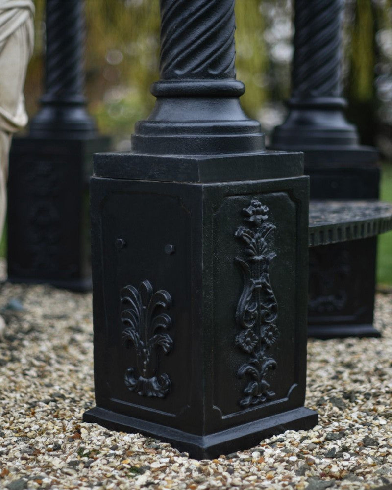 Close up view of the embossed motif on the gazebo base 
