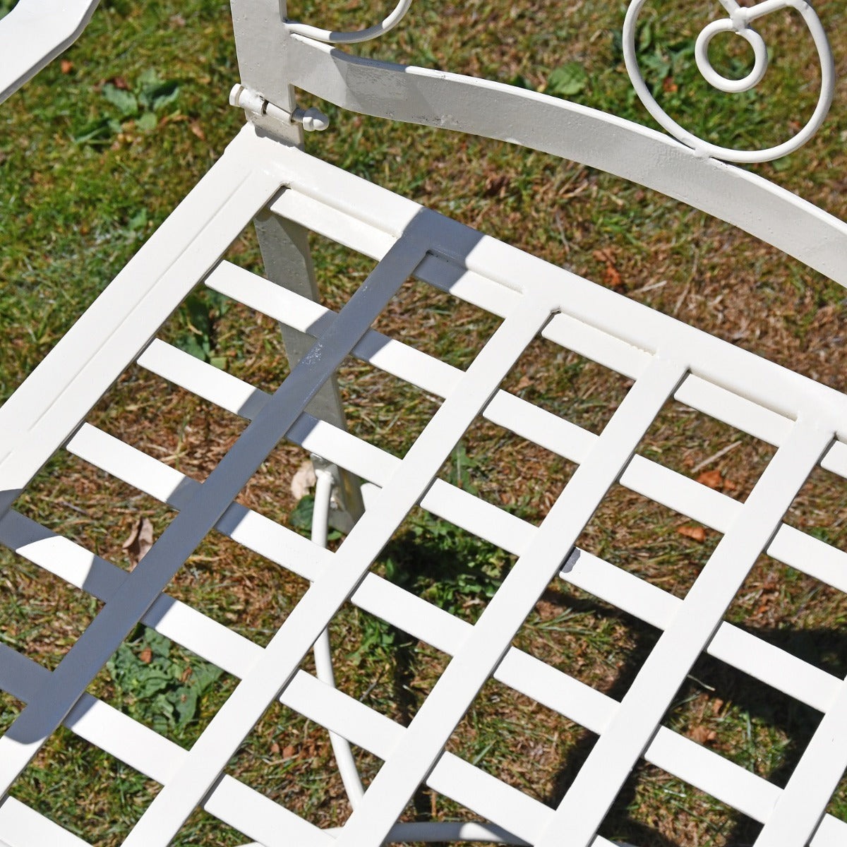 Close up of lattice work on The Devonshire Garden Bench 