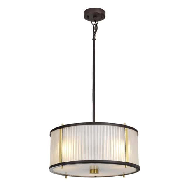 'Gileston' Brass Contemporary Three Pendant Light - thumbnail
