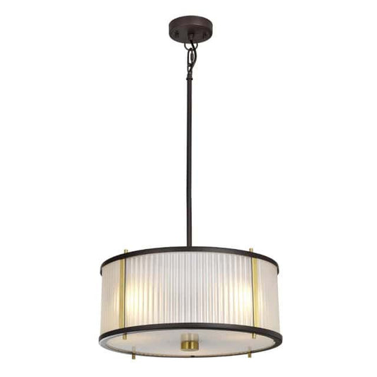'Gileston' Brass Contemporary Three Pendant Light - thumbnail