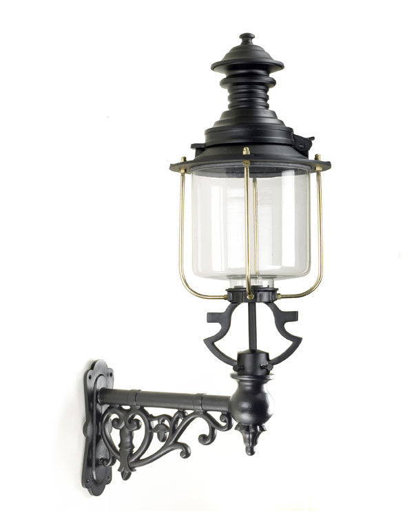 Glass Garden wall light on ornate Bracket