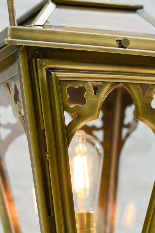 Gothic frames on the clear panes 