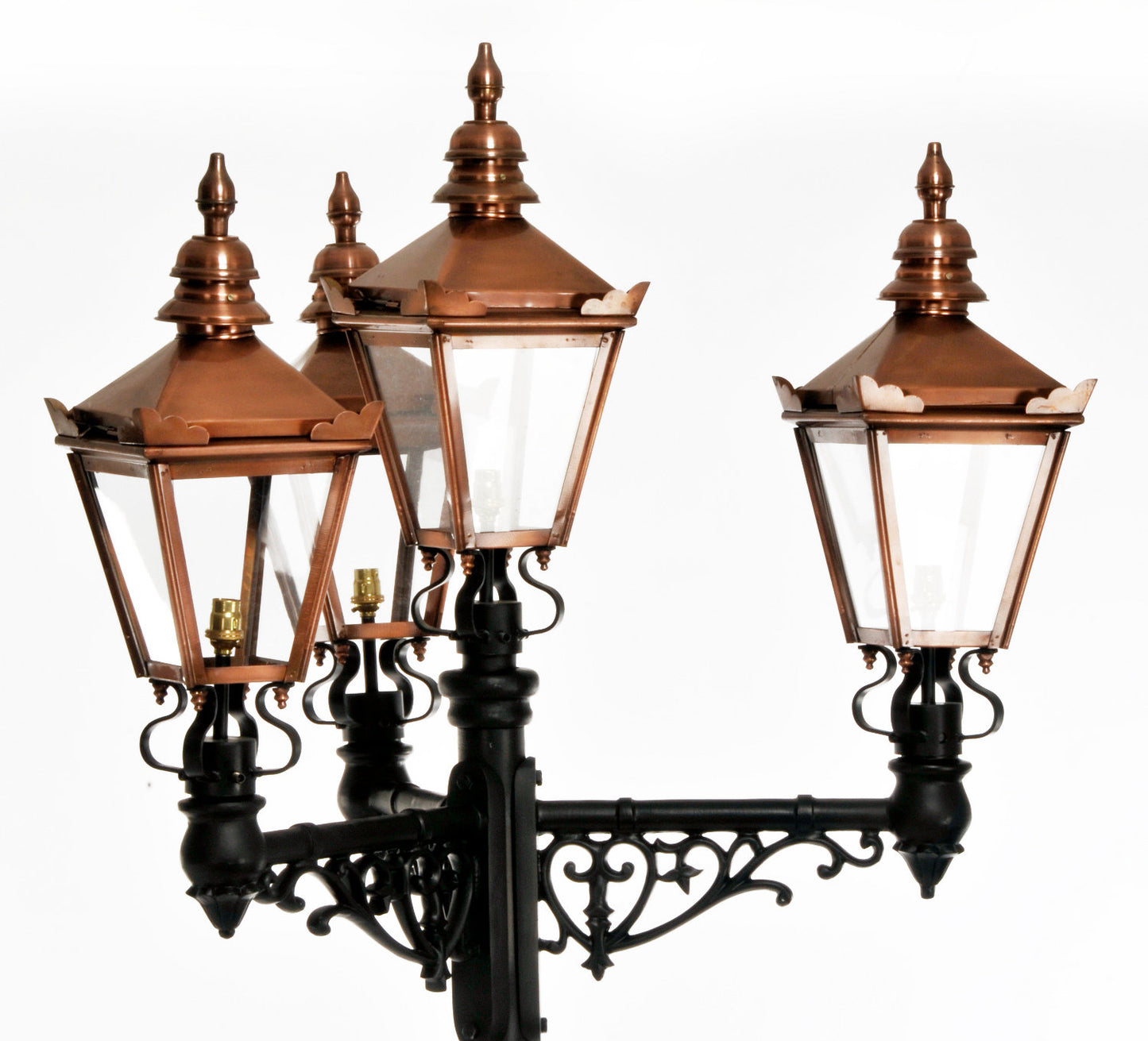 Copper lanterns on bracket 
