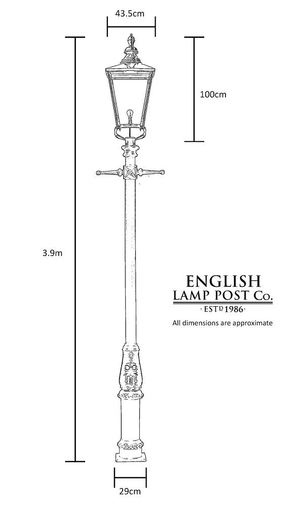 Large Cambridge Lamp Post Set 3.93m