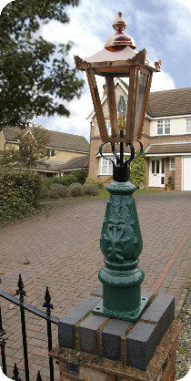 Green & Copper Mini Victorian Lamp Post Set