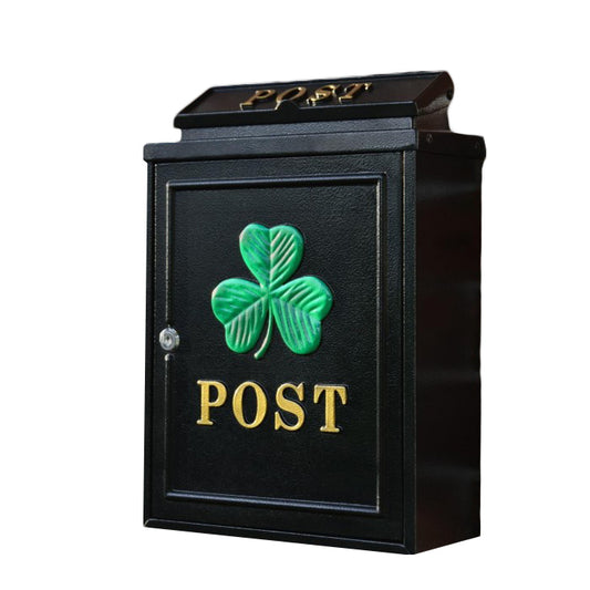 Wall Mounted Post Box with a Green Clover Design