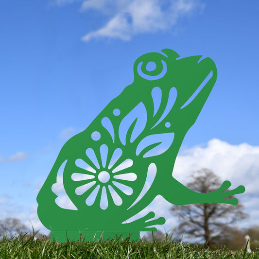 Flower Frog Garden Sheet Steel Silhouette In Green