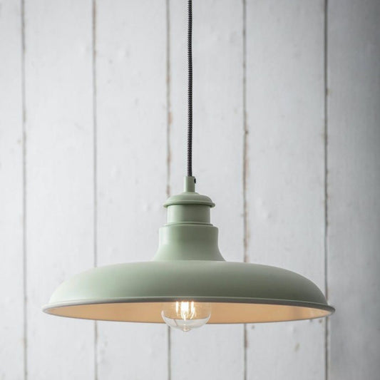 Green Hanging Interior Barn Pendant Light by Garden Trading