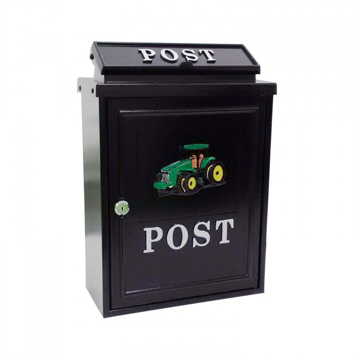 Wall Mounted Post Box with a Green Tractor Design