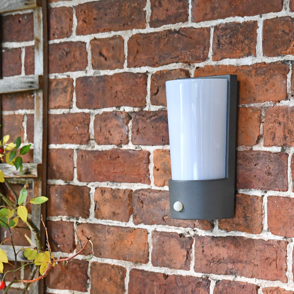 Grey Modern Flush Wall Light With PIR Sensor