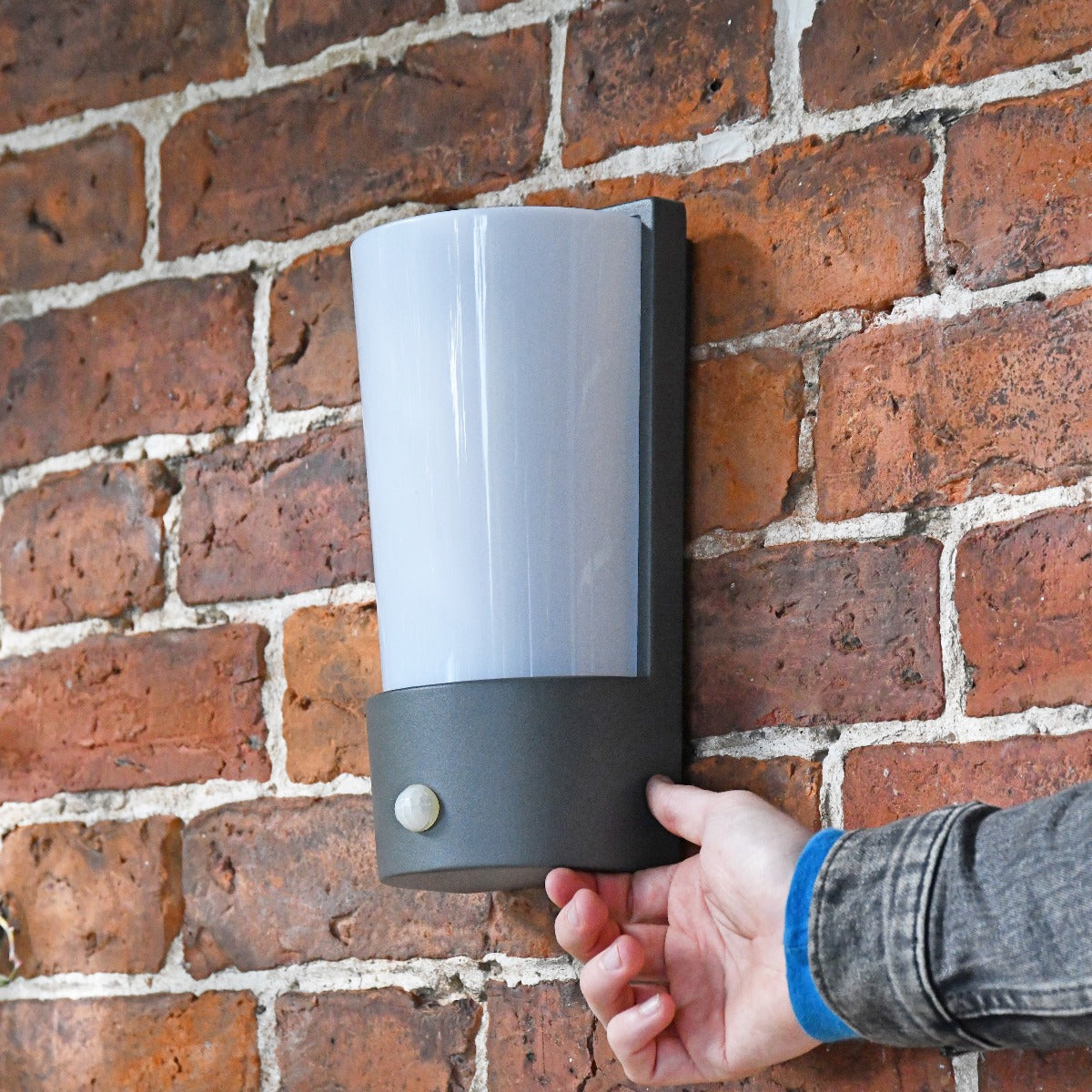 Grey Modern Flush Wall Light With PIR Sensor