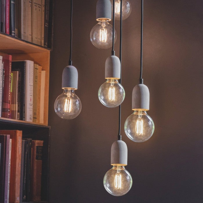 Grey Six Holder Modern Cluster Ceiling Light by Garden Trading