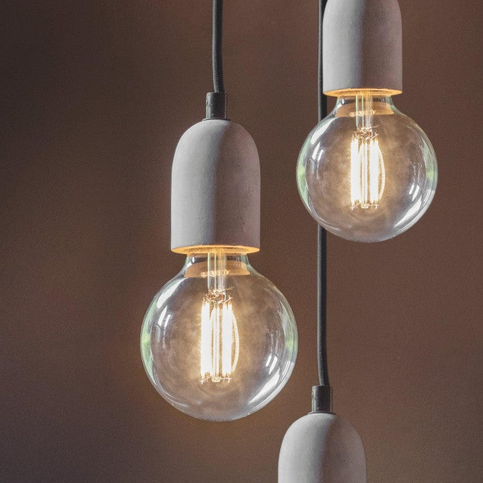 Grey Six Holder Modern Cluster Ceiling Light by Garden Trading Close Up