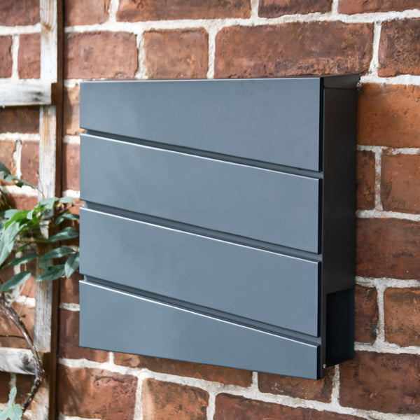'Haines' Grey Wall Mounted Post Box And Newspaper Holder