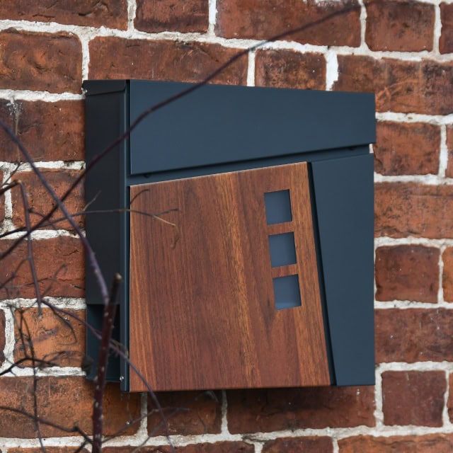 'Haines' Wood Panelling Wall Mounted Post Box And Newspaper Holder - thumbnail