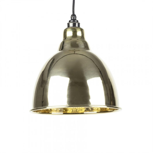 Hammered Brass Bowl-Shaped Interior Pendant Hanging Light