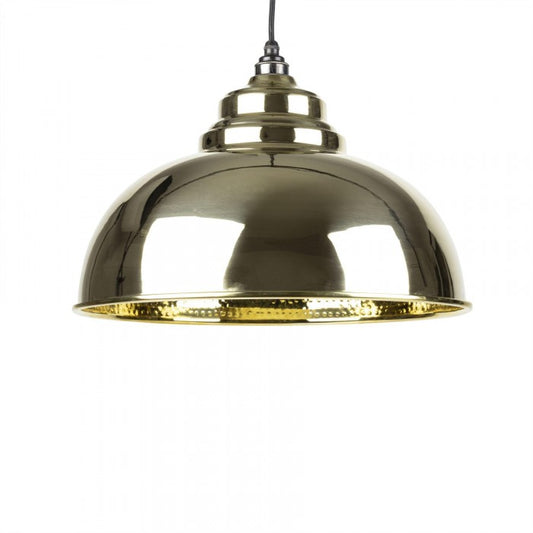 Hammered Brass Domed Interior Pendant Hanging Light