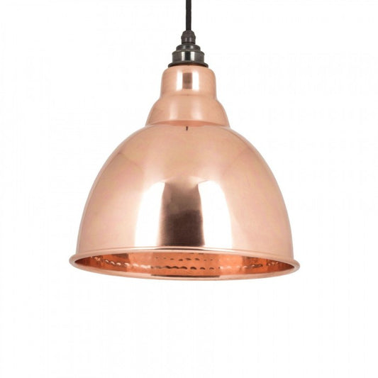 Hammered Copper Bowl-Shaped Hanging Pendant Light
