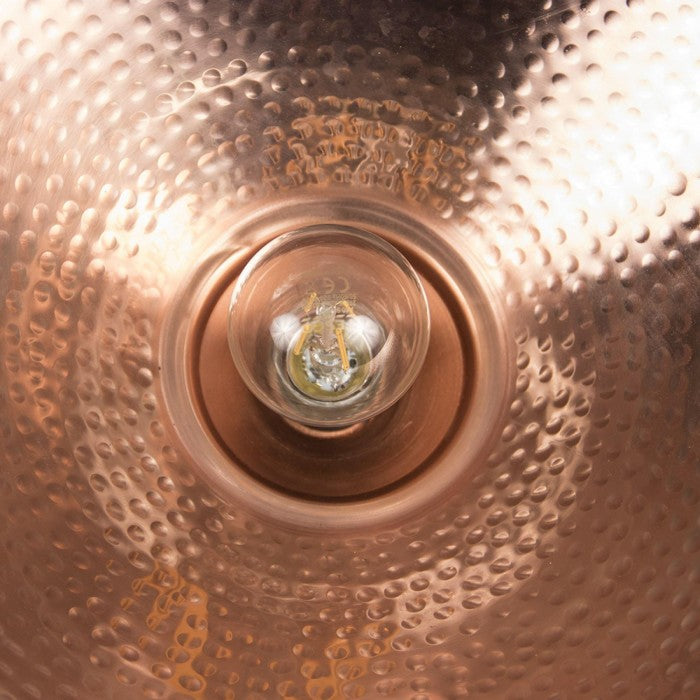 Hammered Copper Bowl-Shaped Hanging Pendant Light