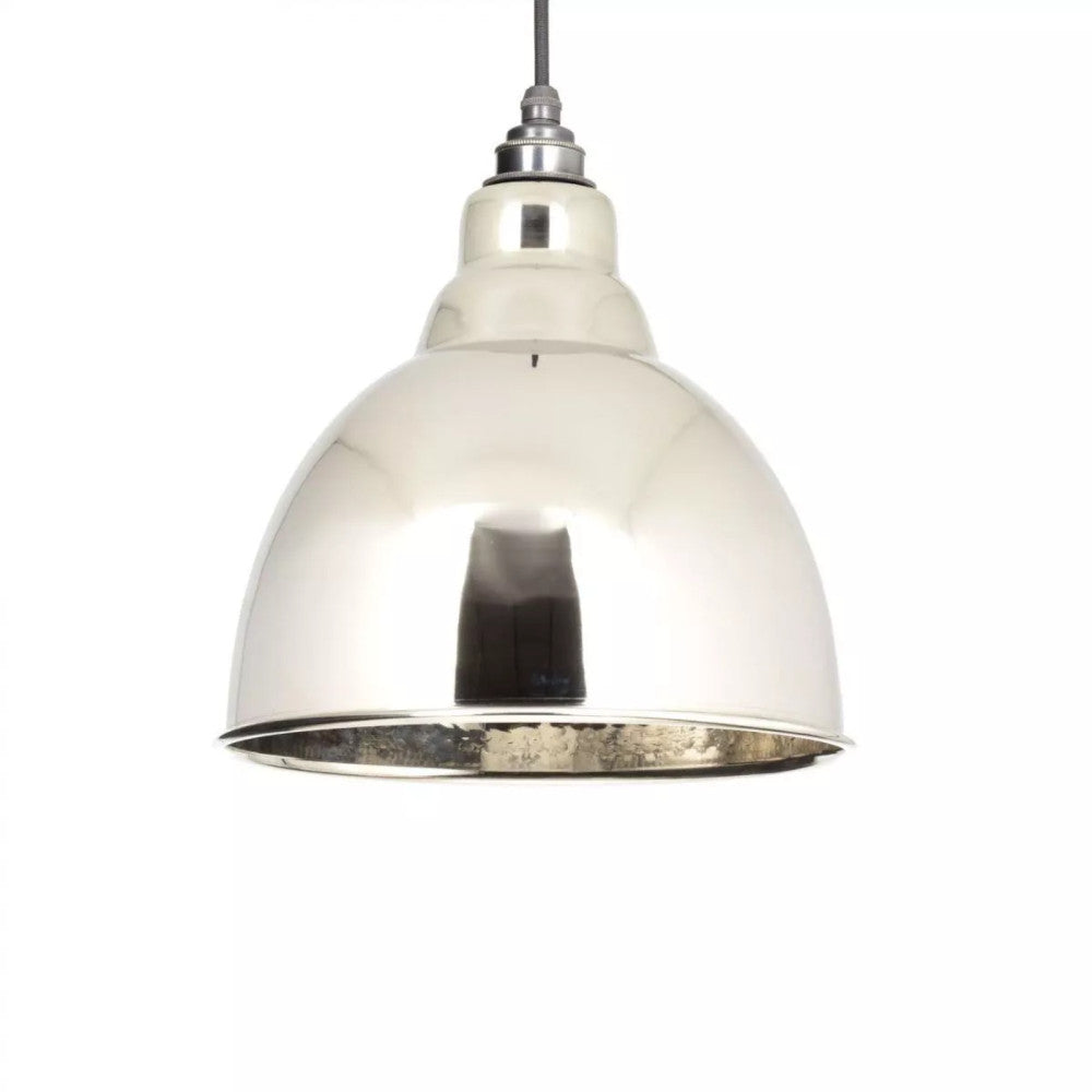'Chilton' Contemporary Hammered Nickel Bowl Shaped Pendant Light