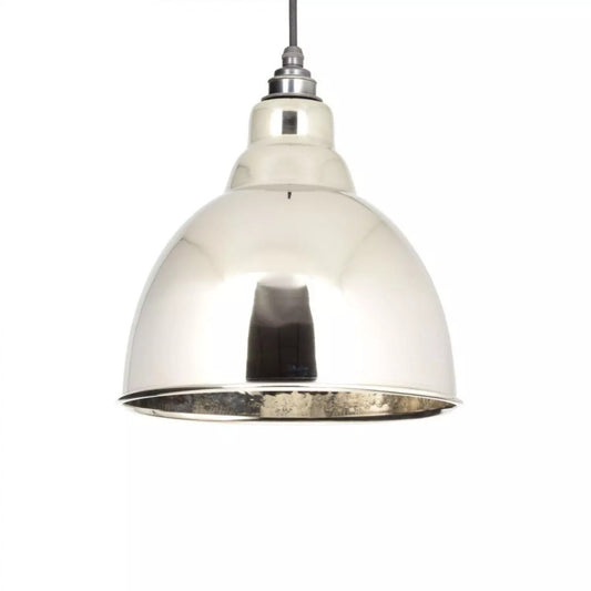 'Chilton' Contemporary Hammered Nickel Bowl Shaped Pendant Light