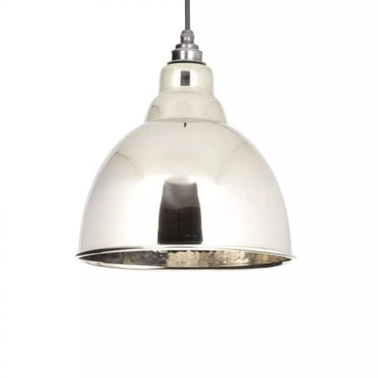 'Chilton' Contemporary Hammered Nickel Bowl Shaped Pendant Light - thumbnail