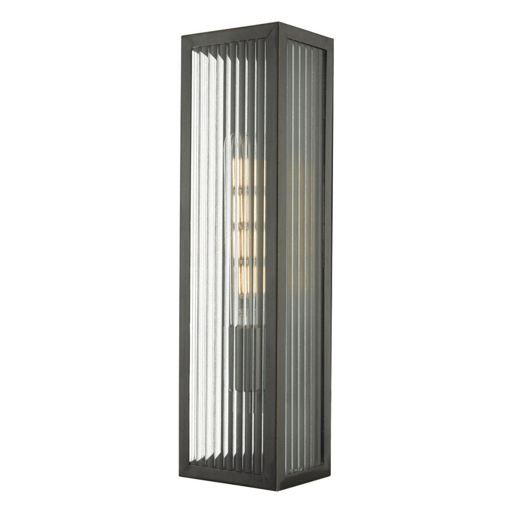 The ribbed glass flush fit wall light on a white background