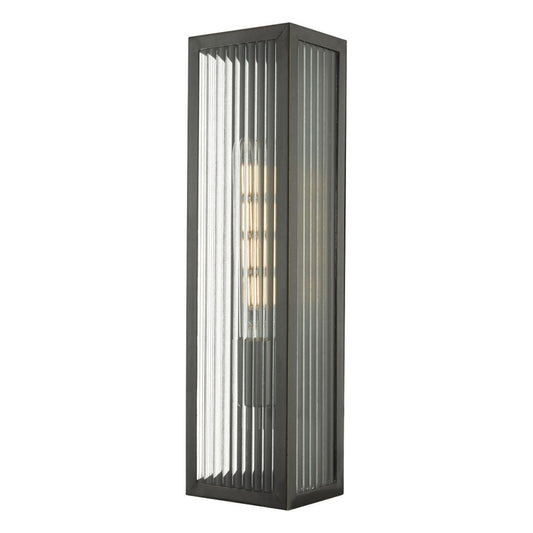 The ribbed glass flush fit wall light on a white background