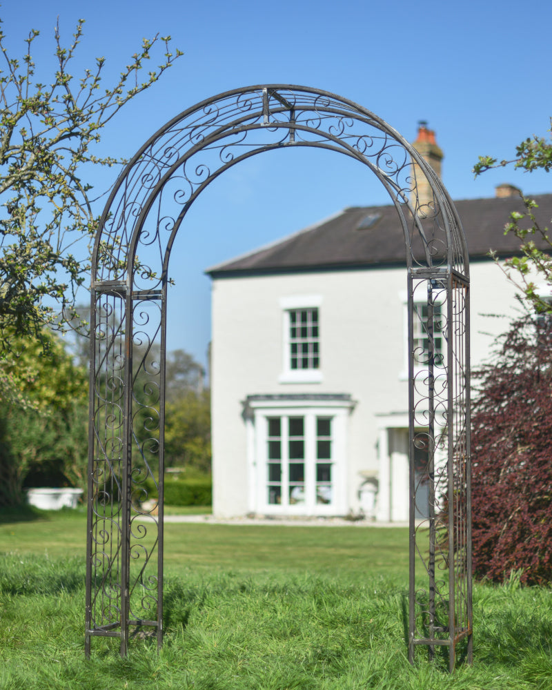 The classical rose arch situated in the garden