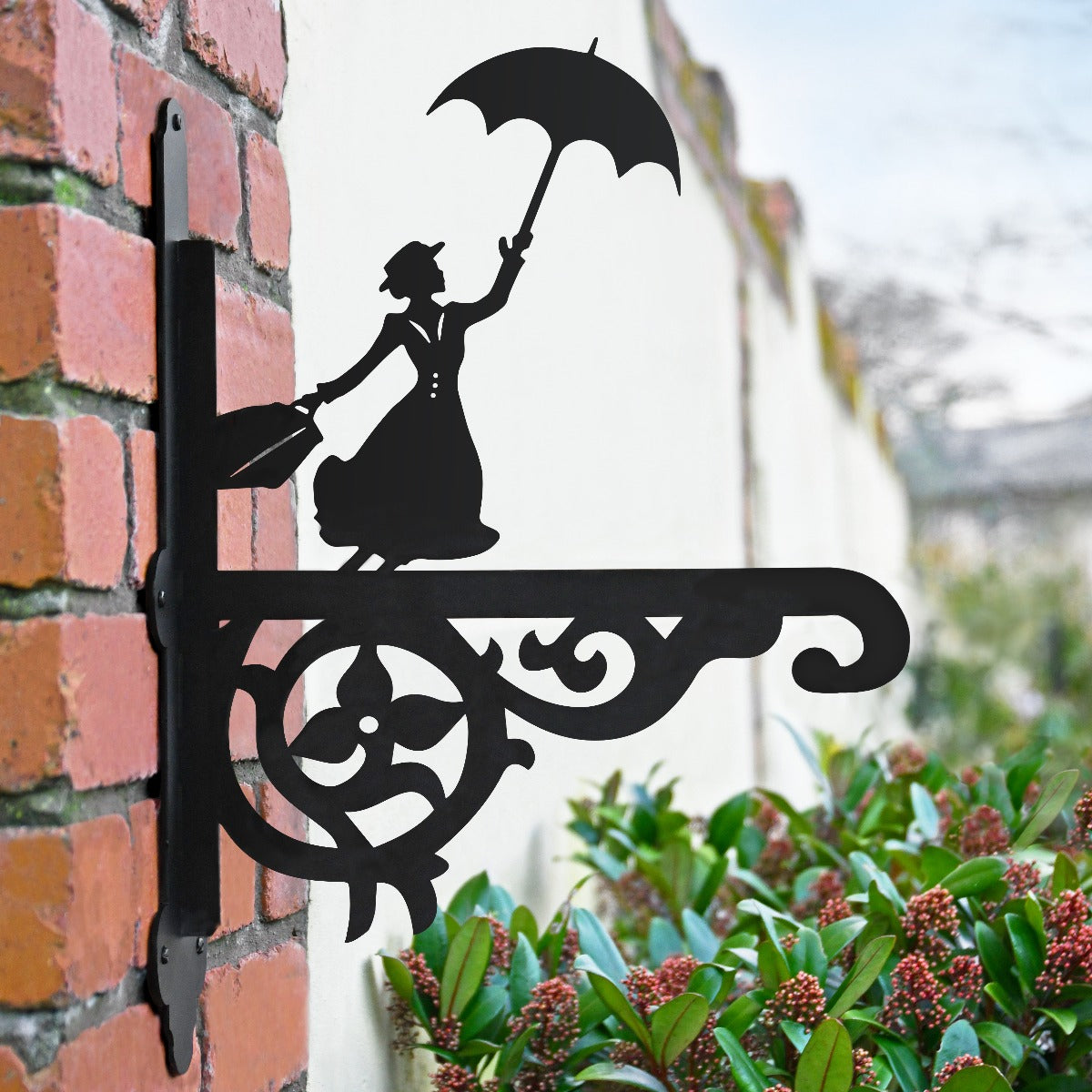 "Mary Poppins" Ornate Garden Hanging Basket Bracket In Situ