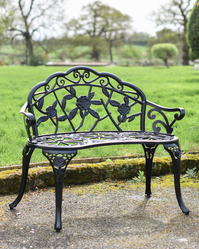 'Haslingfield' Two Seater Black Bench