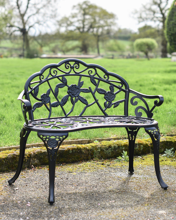 'Haslingfield' Two Seater Black Bench