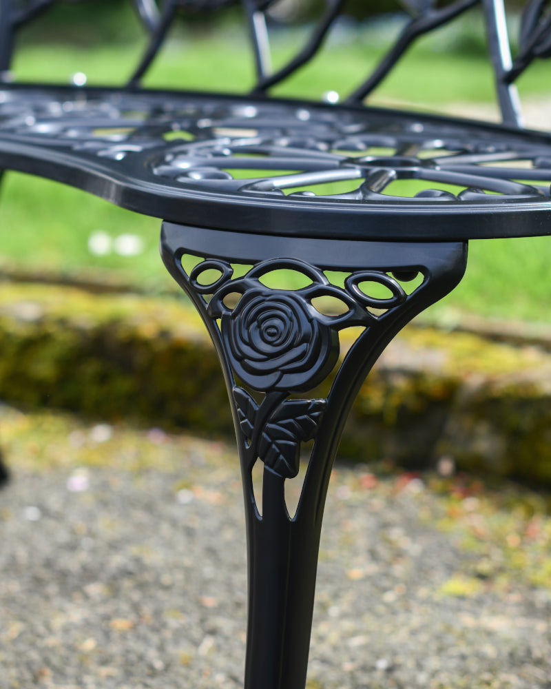 Magnified view of the bench leg