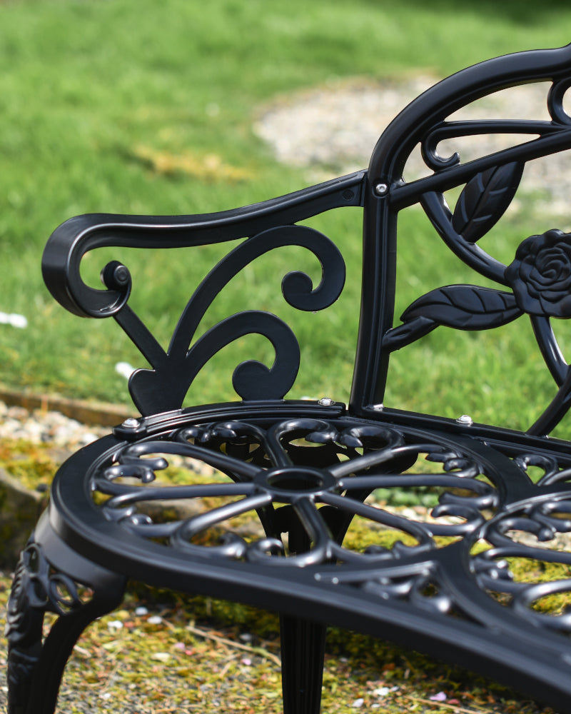 Angled view of the coiled armrest design
