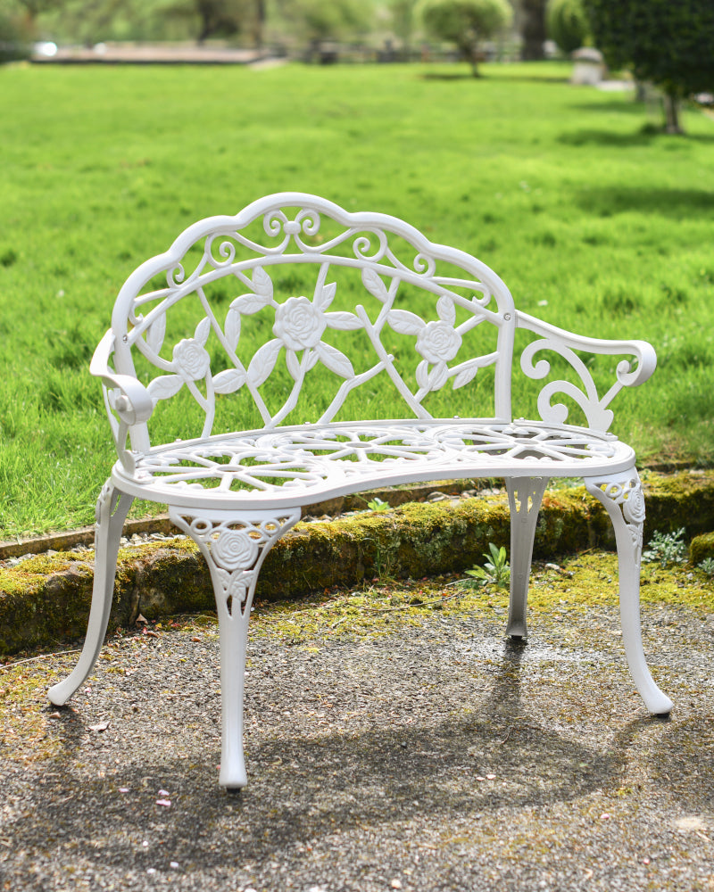 Three quarter view of the 'Haslingfield' bench in situ