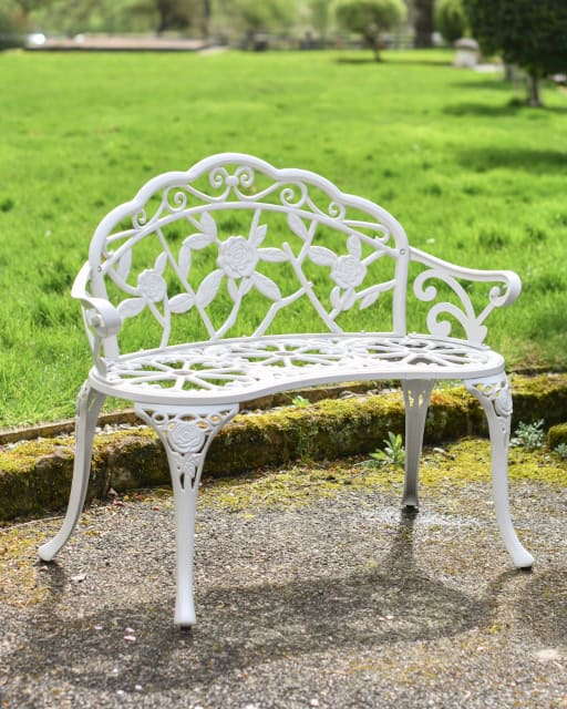 'Haslingfield' Two Seater White Bench - thumbnail