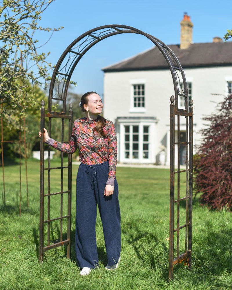 Life size scale of the 'Hassall' Pinecone Inspired Lacquered Rose Arch