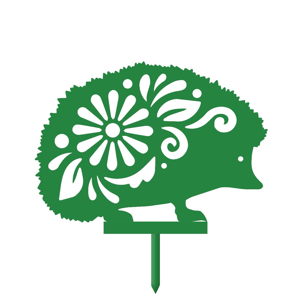 Floral Hedgehog Garden Sheet Steel Silhouette In Green