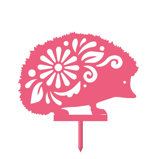 Floral Hedgehog Garden Sheet Steel Silhouette In Pink