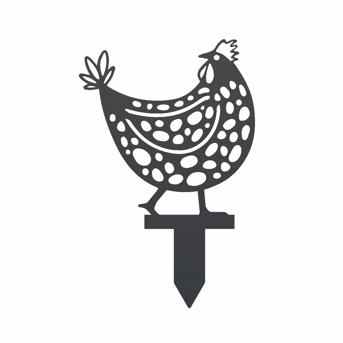 Clucking Hen Garden Sheet Steel Spike Sculpture In Black