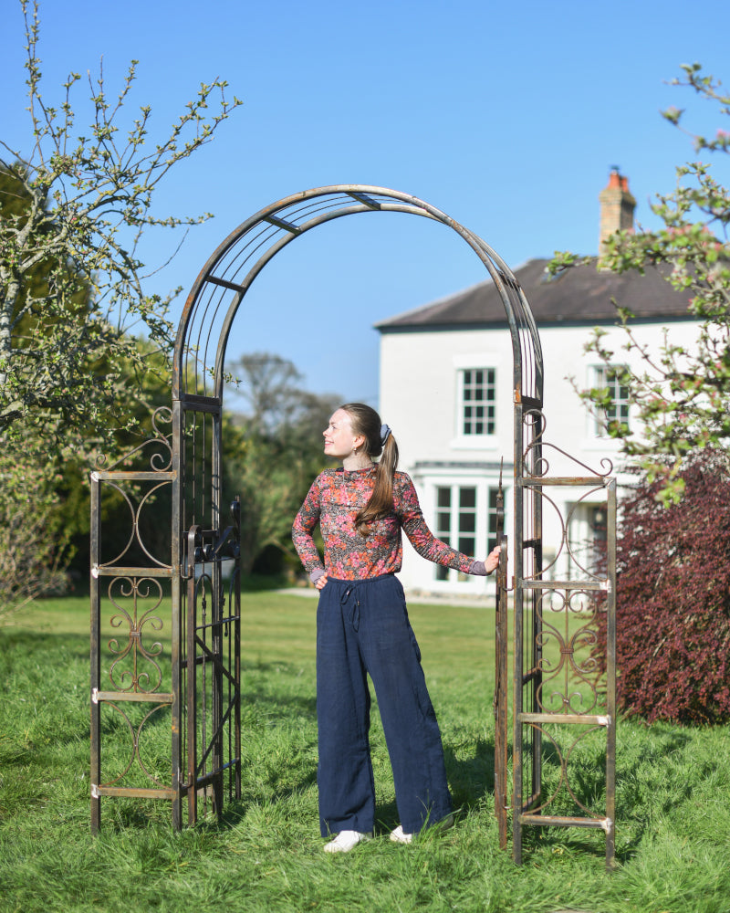 Life size scale of the 'Henbury' Embellished Lacquered Rose Arch With Gate 