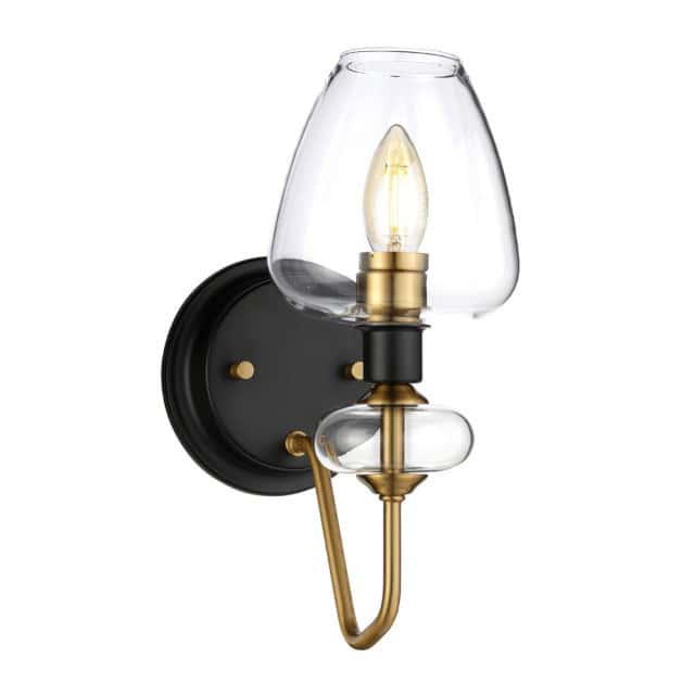 'Hensol' Antique Brass And Black Classical Wall Light - thumbnail