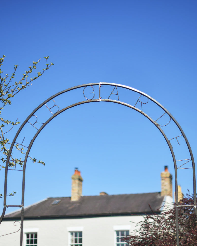 Close up of the 'Herb Garden' lettering 