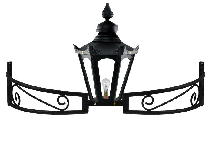 The Black Victorian Lantern on Bow Bracket on a white background