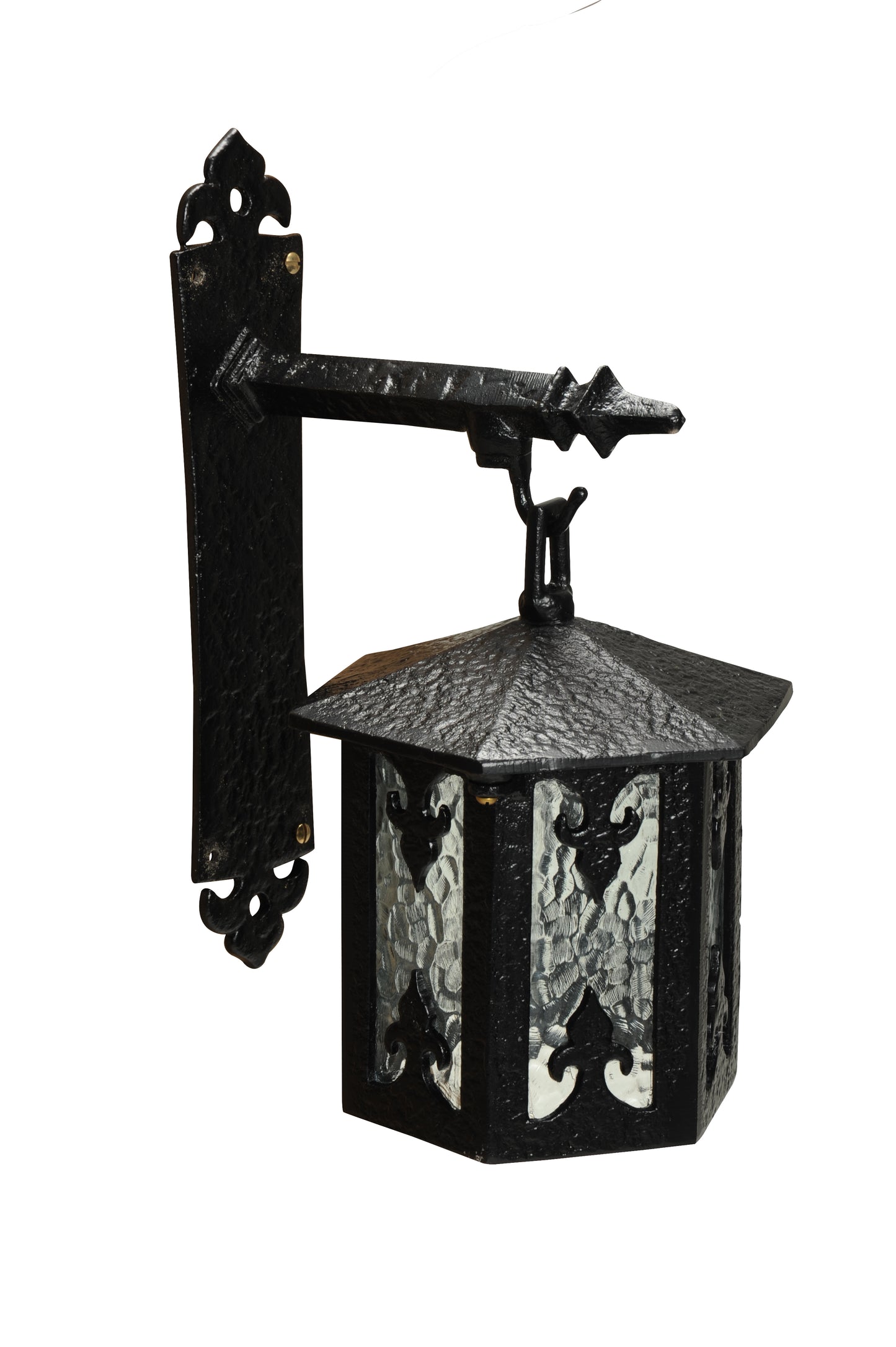 Hexagonal Black Iron Wall Mounted Lantern