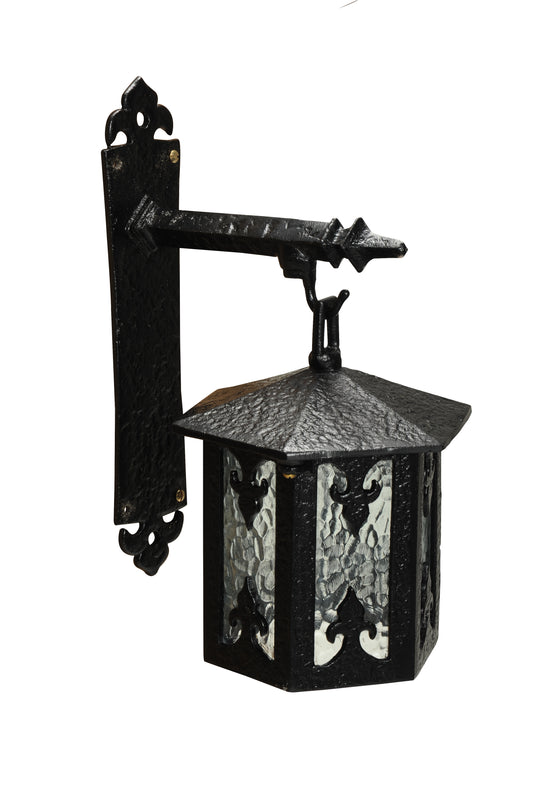 Hexagonal Black Iron Wall Mounted Lantern
